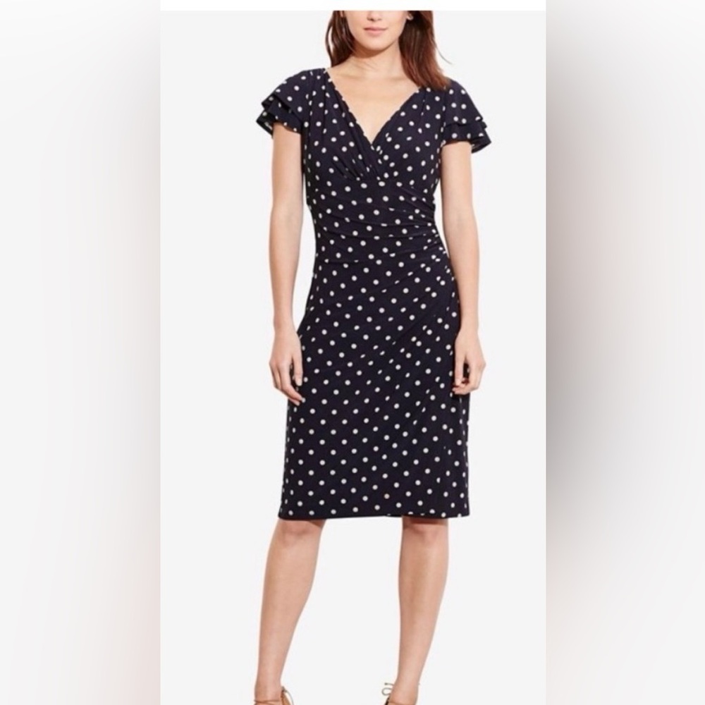 101-Ralph Lauren Navy Polka Dot Dress
